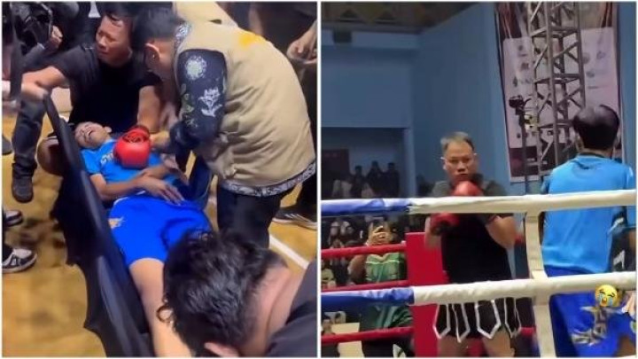 Duel Tinju Berubah Tegang, Dede Sunandar Terjatuh Usai Dipukul Vicky Prasetyo